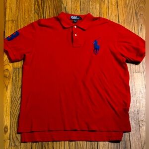 Polo Ralph Lauren Men’s Red mesh shirt with Blue big pony and #3 on sleeve. XL